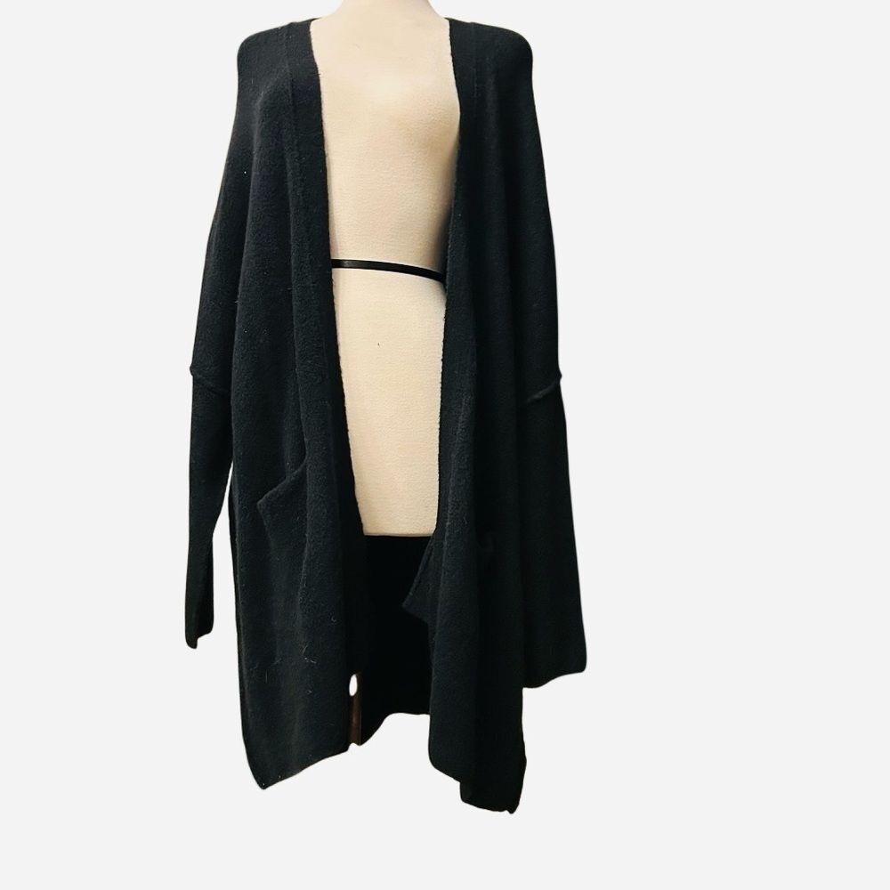 ATM Anthony Thomas Mellilo Black Long open Chunky cardigan pockets L Minimalist - Picture 6 of 13